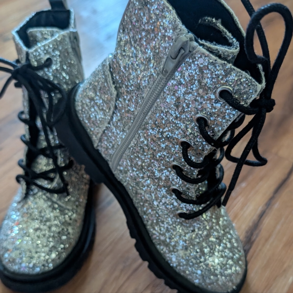 Sparkly Silver Glitter Boots